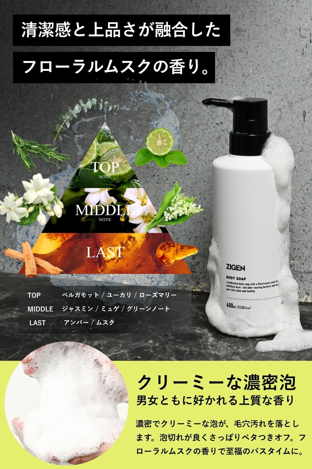 清潔感と上品さが融合したフローラルムスクの香り