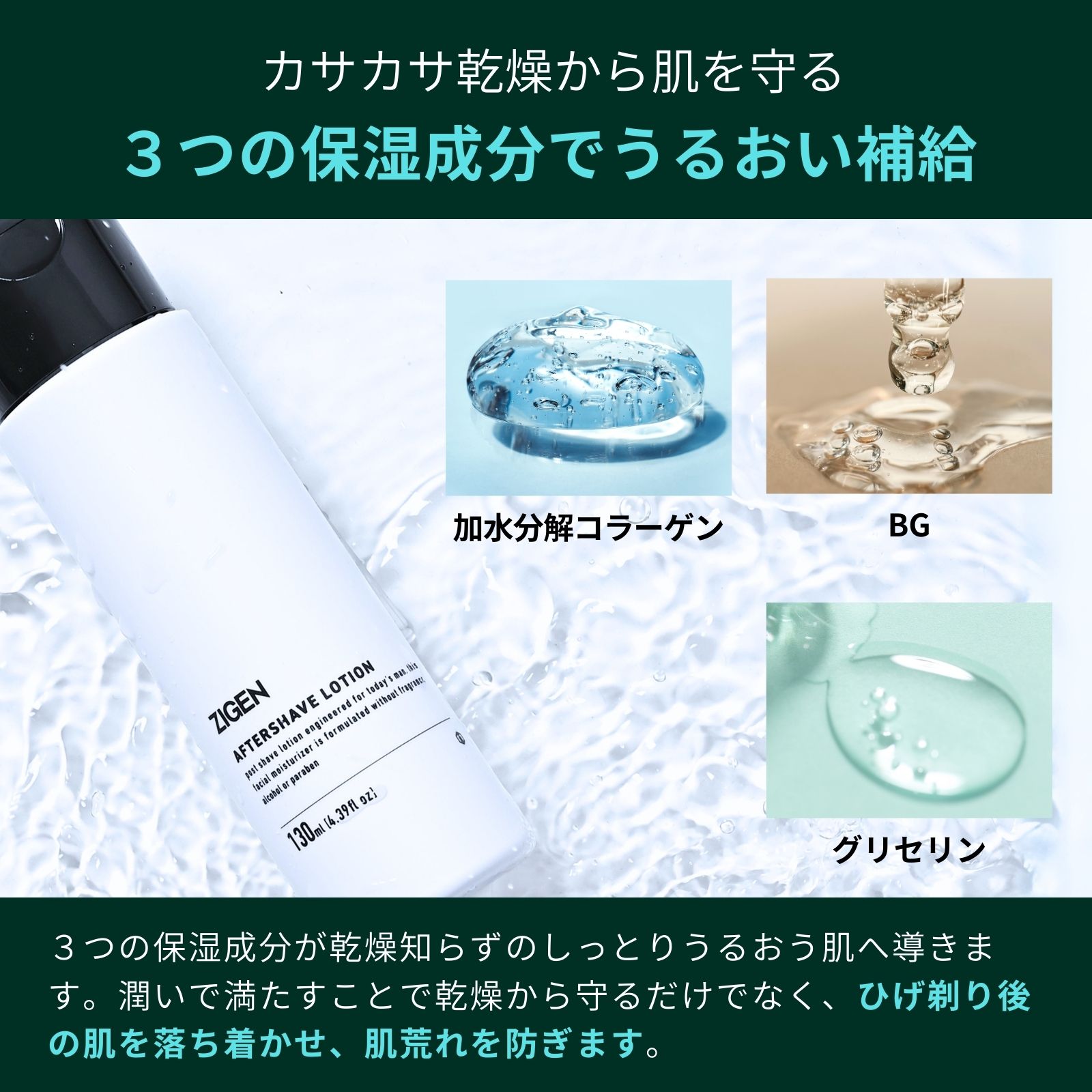 ひげ剃り後の肌を素早く沈静化